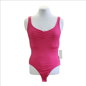NWT GAZE Barbie pink ruched neckline sleeveless bodysuit